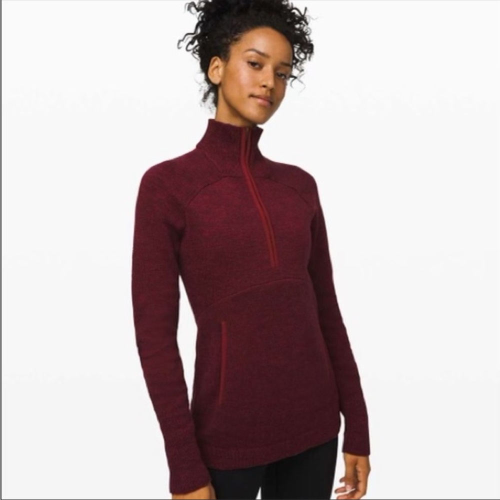 Lululemon Summit Stride Half zip maroon Sweater Size Small